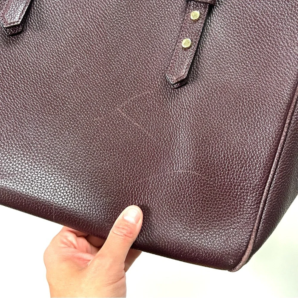 Kate Spade Mahogany Pebbled Leather Mulberry Street Leighann Satchel Purse Bag